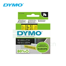 原装进口DYMO达美S0720580 D1标准标签带 黄标黑字 12mm x 7m (LM160, RHINO 4200, RHINO 6000+ 标签打印机适用)