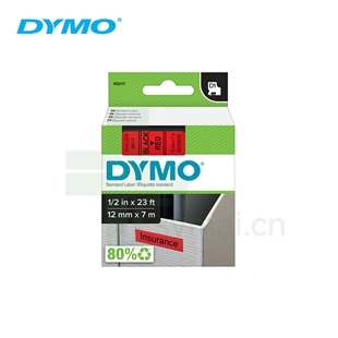 原装进口DYMO达美S0720550 D1标准标签带 白标红字 12mm x 7m (LM160, RHINO 4200, RHINO 6000+ 标签打印机适用)
