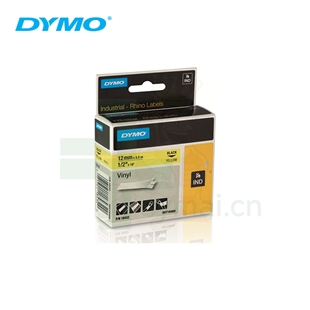 原装进口DYMO达美18432工业热缩标签 黄标黑字 12mm x 5.5m (RHINO 4200, RHINO 6000+ 标签打印机适用)