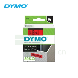 原装进口DYMO达美S0720720 D1标准标签带 红标黑字 9mm x 7m (LM160, RHINO 4200, RHINO 6000+ 标签打印机适用)