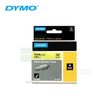 原装进口DYMO达美18056工业热缩标签 黄标黑字 12mm x 1.5m (RHINO 4200, RHINO 6000+ 标签打印机适用)