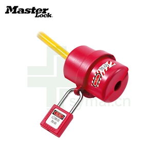 玛斯特Masterlock 487 绝缘塑料上锁挂牌电力插头锁配合安全挂锁操作电插座安全锁具