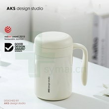 AKS 广口咖啡杯保温杯带盖泡茶杯茶隔 316不锈钢内胆 400ml 奶昔白
